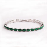 Oval CZ Crystal Charm Bracelet 18K Plated Cubic Zircon Chain