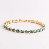 Oval CZ Crystal Charm Bracelet 18K Plated Cubic Zircon Chain