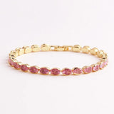 Oval CZ Crystal Charm Bracelet 18K Plated Cubic Zircon Chain