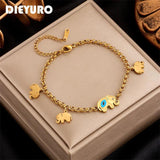 Vintage 316L Stainless Steel Elephant Charm Bracelet