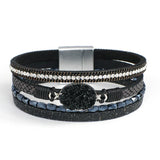 Druzy Stone Leather Wrap Bracelet Boho Cuff Bangle