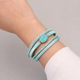 Druzy Stone Leather Wrap Bracelet Boho Cuff Bangle