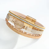 Druzy Stone Leather Wrap Bracelet Boho Cuff Bangle