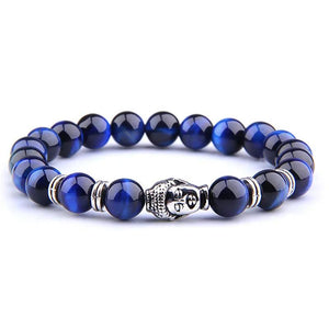 Buddha Head Stone Bead Charm Bracelet