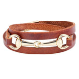 Brown Multilayer Leather Bracelets for Women Bohemian Style Magnetic