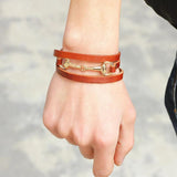Brown Multilayer Leather Bracelets for Women Bohemian Style Magnetic