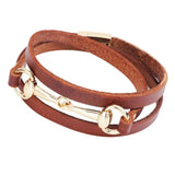 Brown Multilayer Leather Bracelets for Women Bohemian Style Magnetic