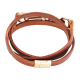 Brown Multilayer Leather Bracelets for Women Bohemian Style Magnetic