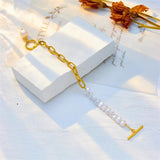 Stainless Steel Pearl Charm Bracelet Women Non-fading OT Buckle Chain