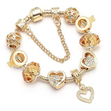 Heart Pendant Charm Bracelet Love Beads Bangle For Women