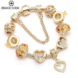 Heart Pendant Charm Bracelet Love Beads Bangle For Women