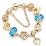 Heart Pendant Charm Bracelet Love Beads Bangle For Women