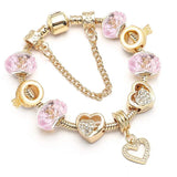 Heart Pendant Charm Bracelet Love Beads Bangle For Women