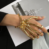 Skull Fingers Wristband Metal Skeleton Bracelet For Women Halloween Party