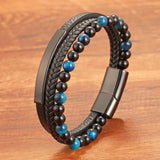 Tiger Eye Leather Bracelet Anxiety Stress Relief Gift