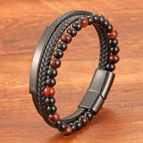 Tiger Eye Leather Bracelet Anxiety Stress Relief Gift