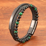 Tiger Eye Leather Bracelet Anxiety Stress Relief Gift