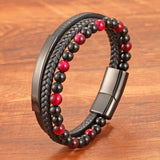 Tiger Eye Leather Bracelet Anxiety Stress Relief Gift
