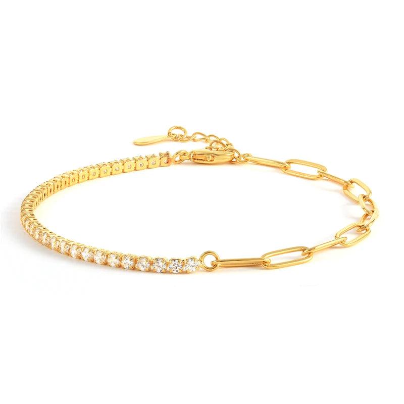 Green Zircon Hand Chain Charm Bracelet for Women