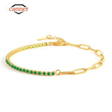 Green Zircon Hand Chain Charm Bracelet for Women