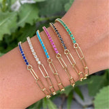 Green Zircon Hand Chain Charm Bracelet for Women