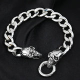 12MM Stainless Steel Double Headed Skull Bracelet For Men
