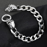 12MM Stainless Steel Double Headed Skull Bracelet For Men