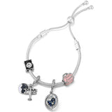 Silver Airplane & Earth Charm Bracelets with Bag & Camera Beads