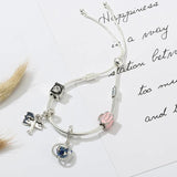 Silver Airplane & Earth Charm Bracelets with Bag & Camera Beads