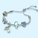 Silver Airplane & Earth Charm Bracelets with Bag & Camera Beads