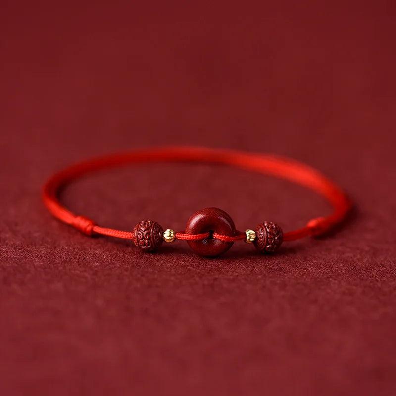 Purple Cinnabar Safety Button Tibetan Anklet Knot Lucky Bangle