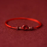 Purple Cinnabar Safety Button Tibetan Anklet Knot Lucky Bangle