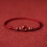 Purple Cinnabar Safety Button Tibetan Anklet Knot Lucky Bangle