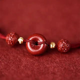 Purple Cinnabar Safety Button Tibetan Anklet Knot Lucky Bangle