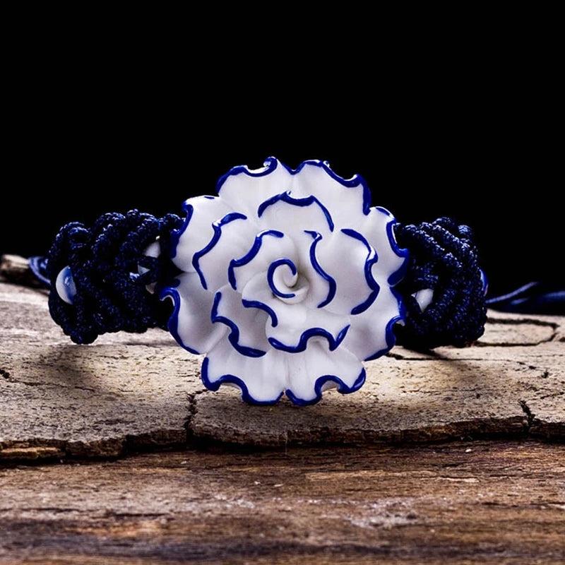 Hand-knitted Flowers Ceramic Bracelets for Women