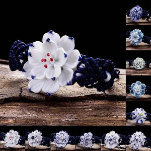 Hand-knitted Flowers Ceramic Bracelets for Women