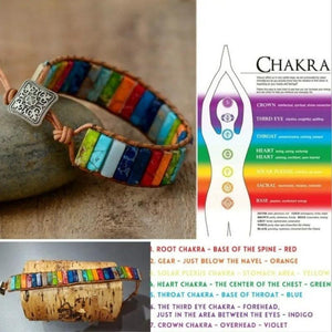7Chakra Bangle Bracelet Multicolor Stone Tube Beads Couples