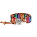 7Chakra Bangle Bracelet Multicolor Stone Tube Beads Couples