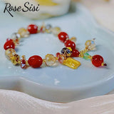 Chinese Year Rabbit Bracelet Red Jujube Crystal Bunny Women