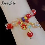 Chinese Year Rabbit Bracelet Red Jujube Crystal Bunny Women