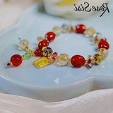 Chinese Year Rabbit Bracelet Red Jujube Crystal Bunny Women