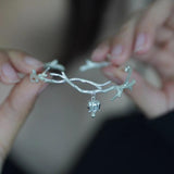 Vintage Silver Flower Bracelet Temperament Bell Opening Bracelet