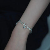 Vintage Silver Flower Bracelet Temperament Bell Opening Bracelet