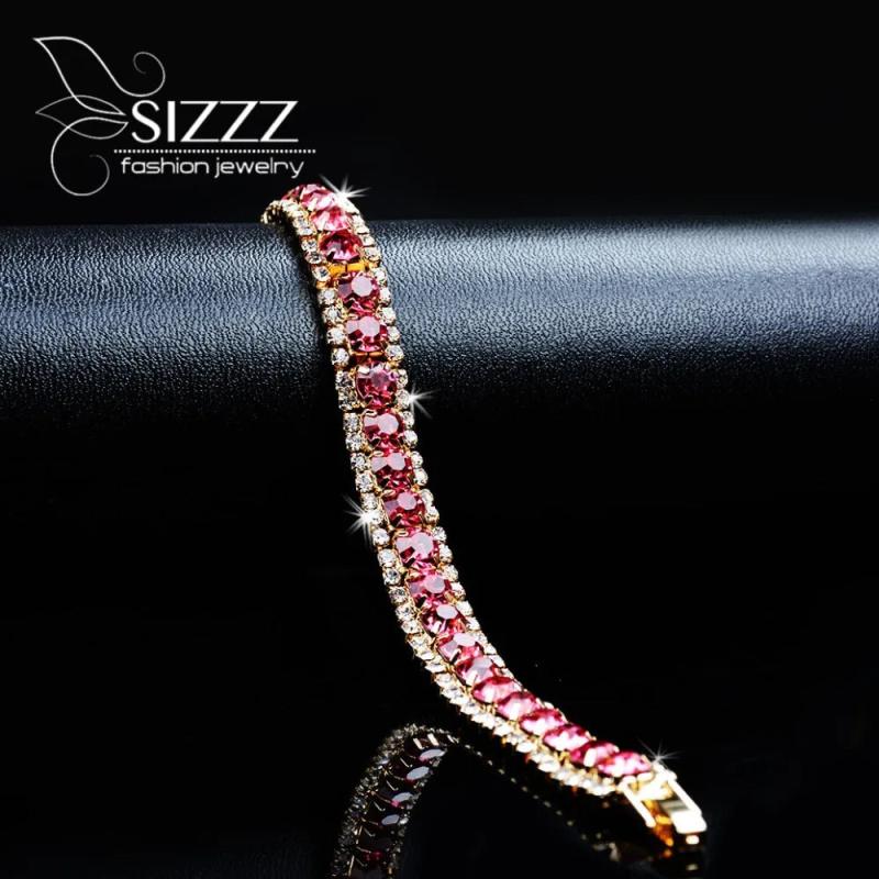 Pink Crystal Braided Bracelets for Wedding Jewelry