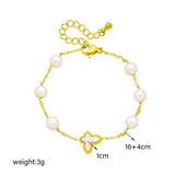 316L Stainless Steel Pearl Butterfly Charm Bracelet For Women Girls