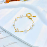 316L Stainless Steel Pearl Butterfly Charm Bracelet For Women Girls