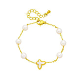 316L Stainless Steel Pearl Butterfly Charm Bracelet For Women Girls