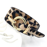 Leopard Leather Bracelet Punk Ring Wide Bangle