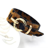 Leopard Leather Bracelet Punk Ring Wide Bangle
