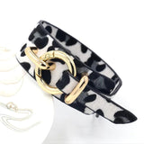 Leopard Leather Bracelet Punk Ring Wide Bangle